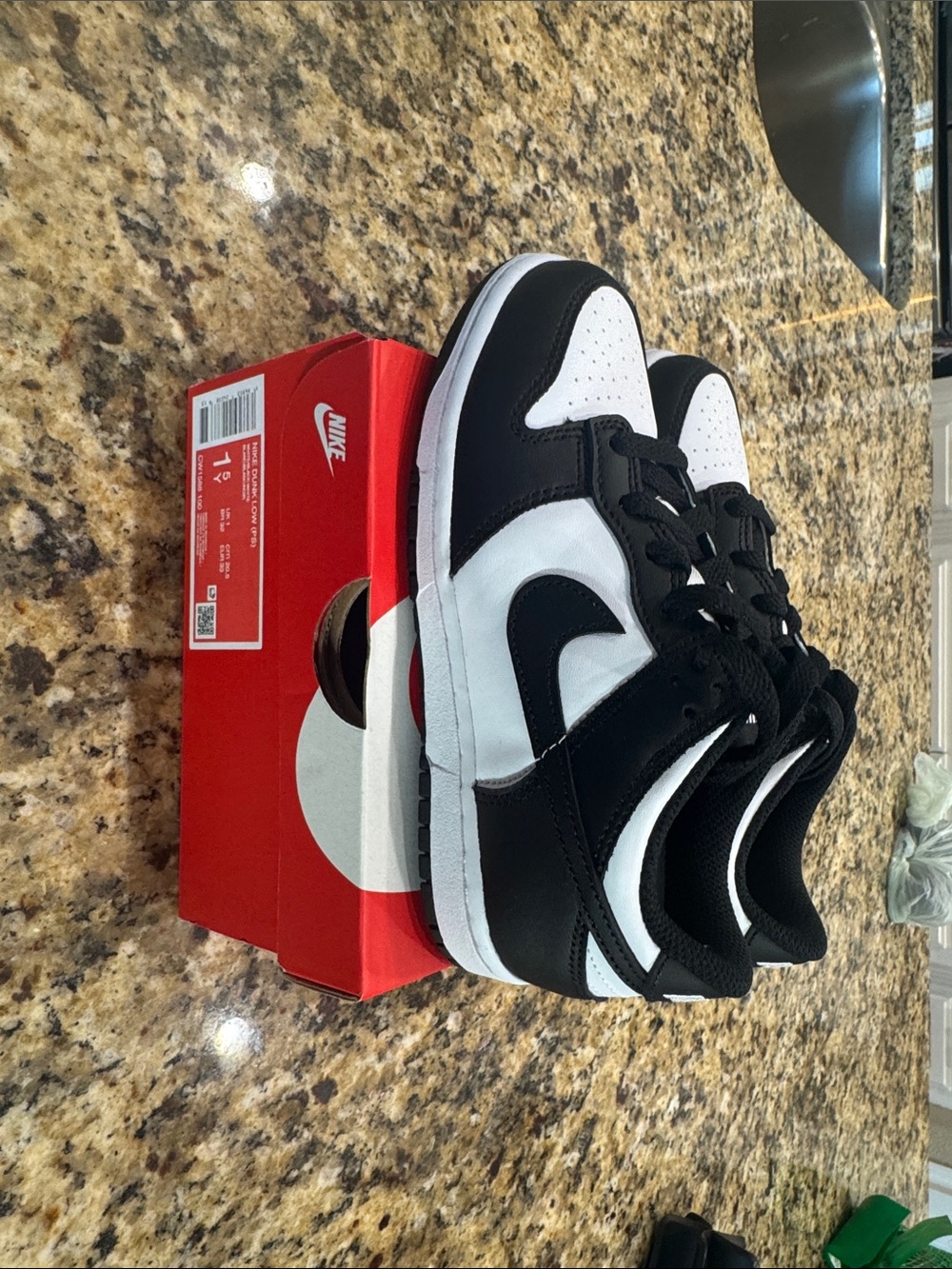 Kids black and white Nike dunks